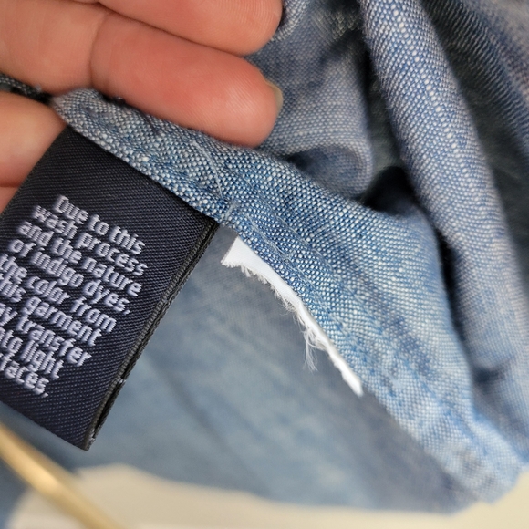 J Crew Off Shoulder Smocked Chambray Denim Dress SZ 8 - Picture 9 of 15